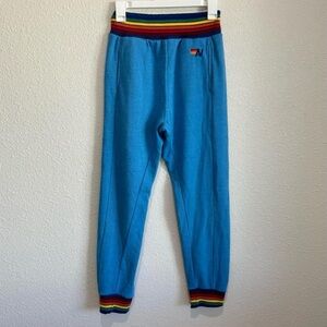 Aviator Nation Rainbow Rib Sweatpant in Sky